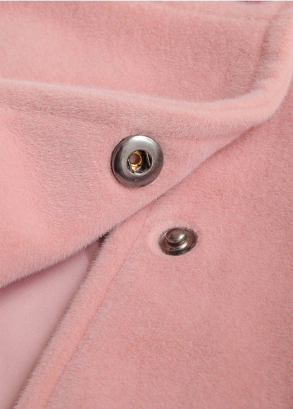 Pink Button Thick Two Pieces Set Tops and Waistcoat Dress Long Sleeve