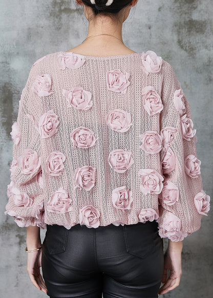 Pink Knit Cozy Shirt Nail Bead Spring