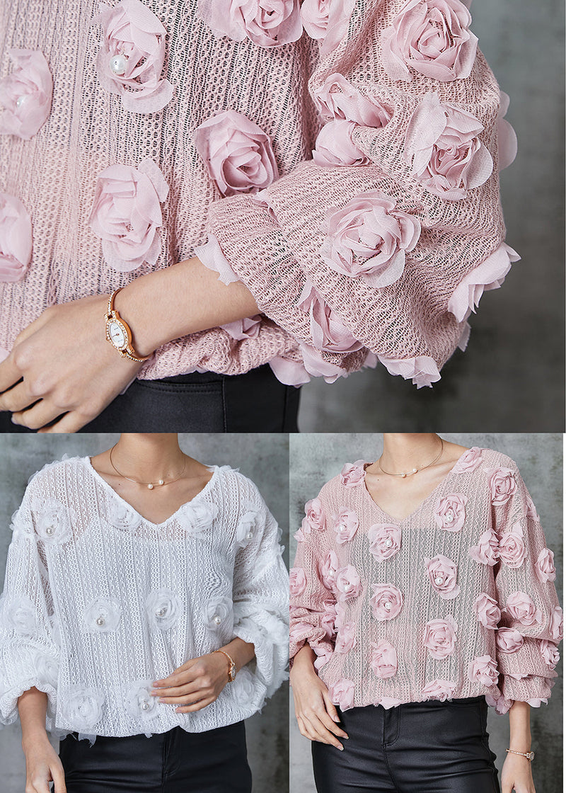 Pink Knit Cozy Shirt Nail Bead Spring