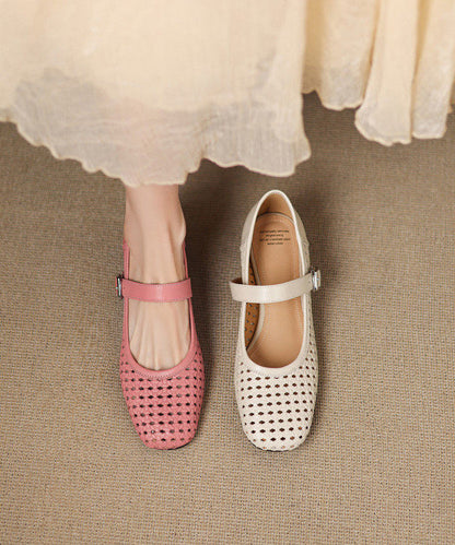 Pink Sandals Hollow Out Chunky Sandals