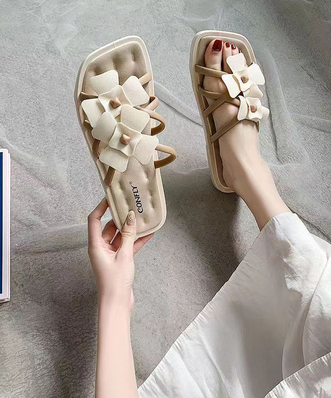 Pink Stylish Hollow Out Splicing Slide Sandals