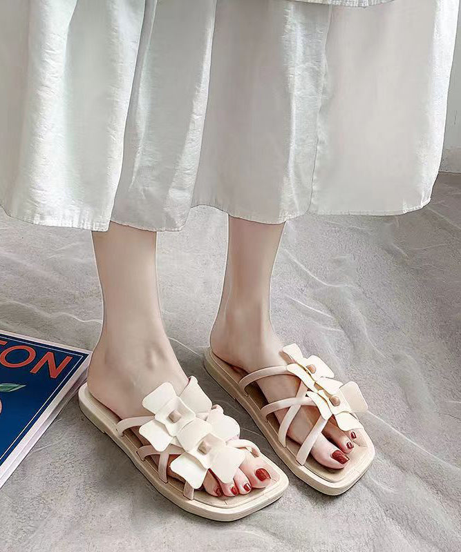 Pink Stylish Hollow Out Splicing Slide Sandals
