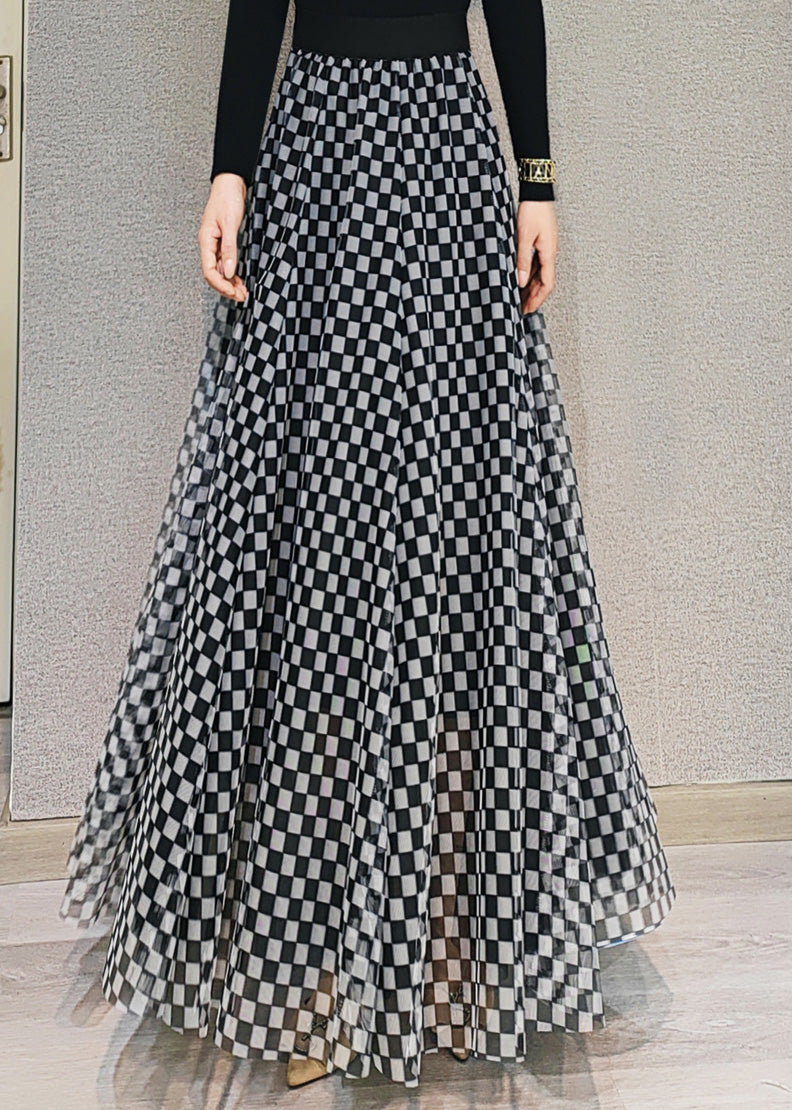 Plaid High Waist Tulle a Line Skirts Spring