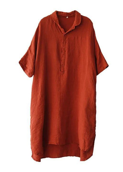 Jade Green Cashew Nuts Linen Linen Shirt Dress