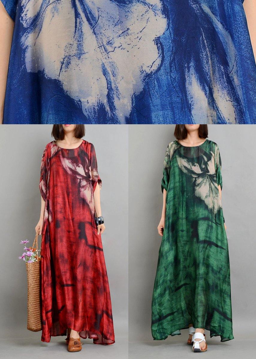 Green Print Chiffon Dress Summer Two Pieces Set