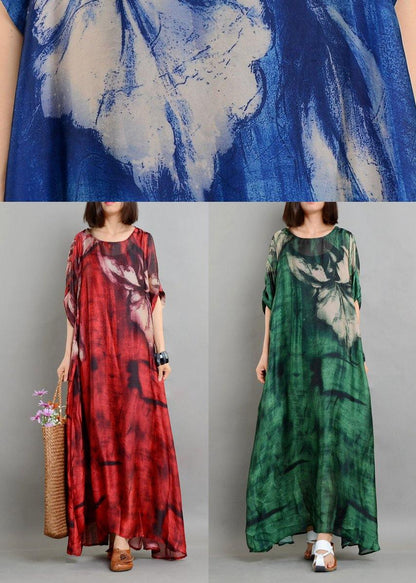 Green Print Chiffon Dress Summer Two Pieces Set