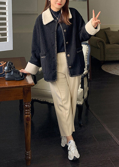 Apricot Elastic Waist Oversized Woolen Pants Fall