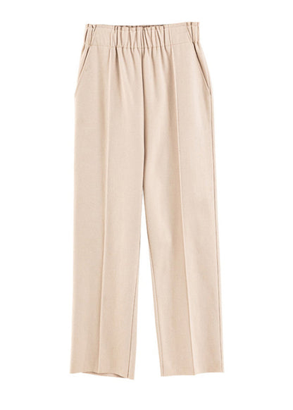 Apricot Elastic Waist Oversized Woolen Pants Fall