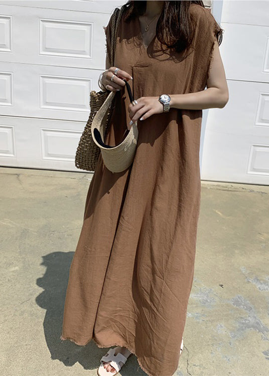 Beige Peter Pan Collar Long Dress Summer