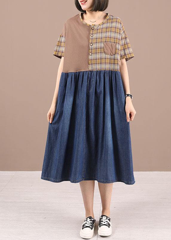 Black Cotton Plaid Patchwork Summer Party Dresses