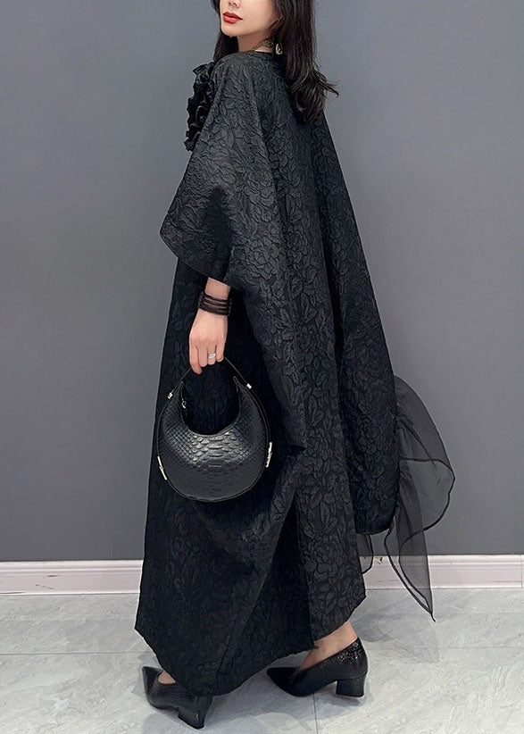 Black Tulle Patchwork Cotton Long Dresses Summer