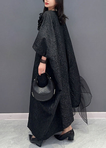 Black Tulle Patchwork Cotton Long Dresses Summer