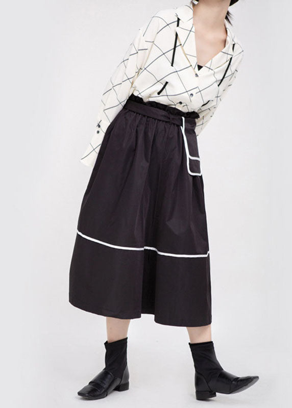Black High Waist Patchwork Low High Design Fall Skirt