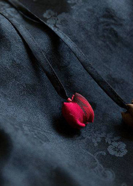 Black Jacquard Cinched Silk Skirt Winter