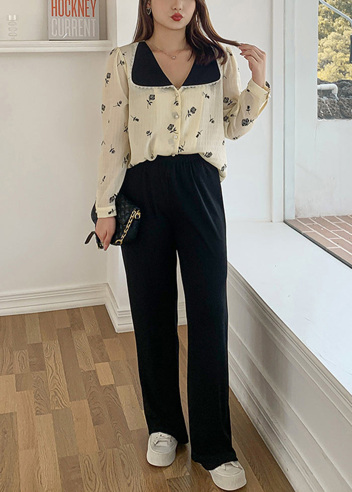 Black Oversized Draping Spandex Wide Leg Pants Fall