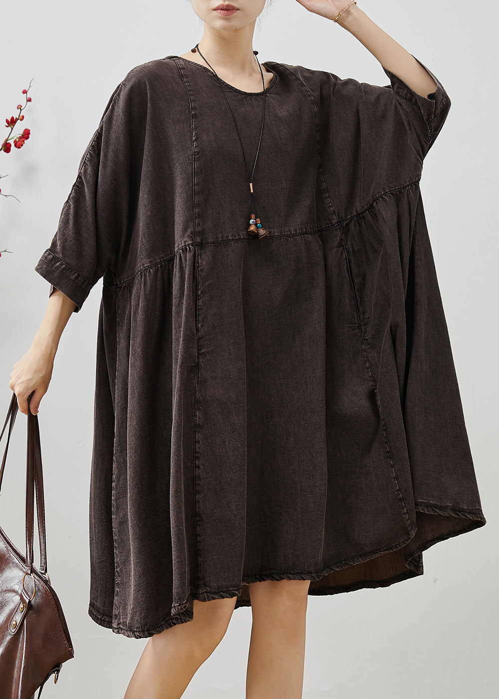 Black Oversized Patchwork Denim Mini Dress Summer