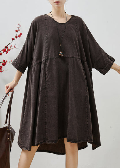 Black Oversized Patchwork Denim Mini Dress Summer