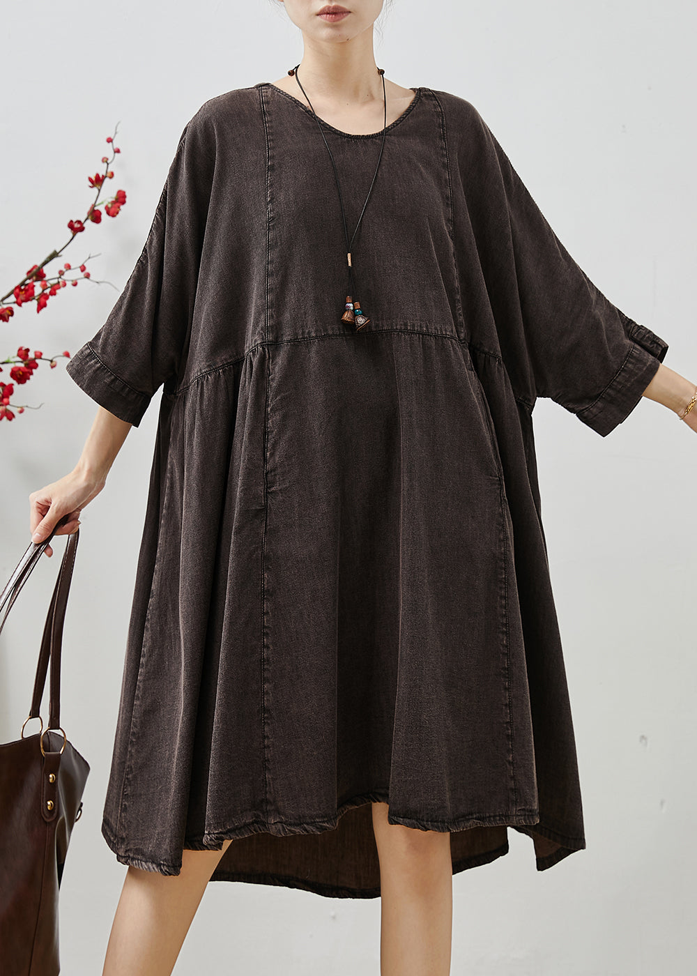 Black Oversized Patchwork Denim Mini Dress Summer