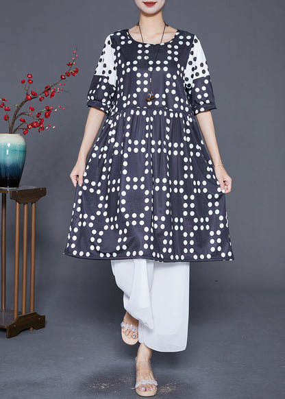 Black Oversized Patchwork Dot Chiffon Dresses Summer