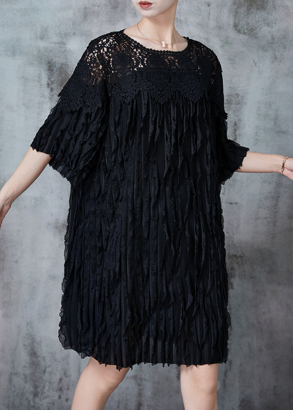 Black Oversized Patchwork Party Dress Summer