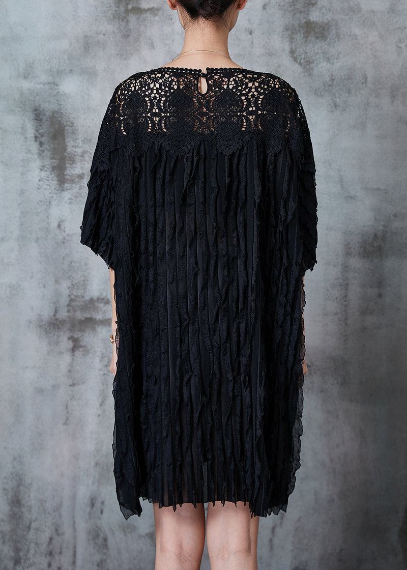 Black Oversized Patchwork Party Dress Summer