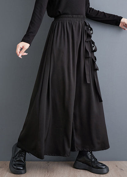 Black Pockets Elastic Waist Crop Pants Skirt