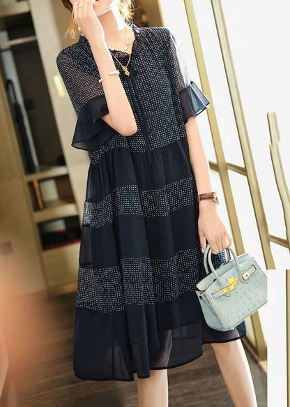 Black Print Chiffon Maxi Dress Summer