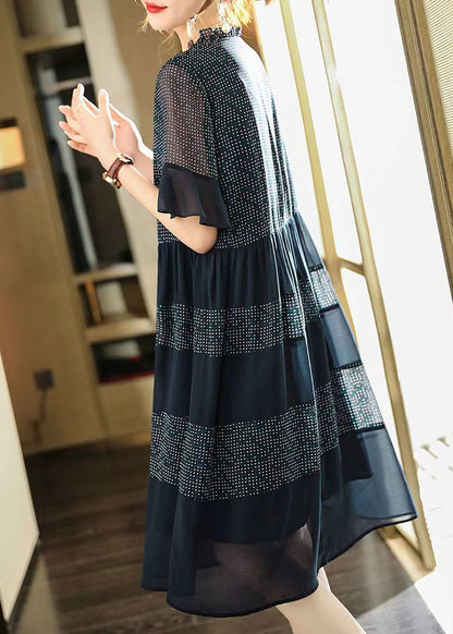 Black Print Chiffon Maxi Dress Summer