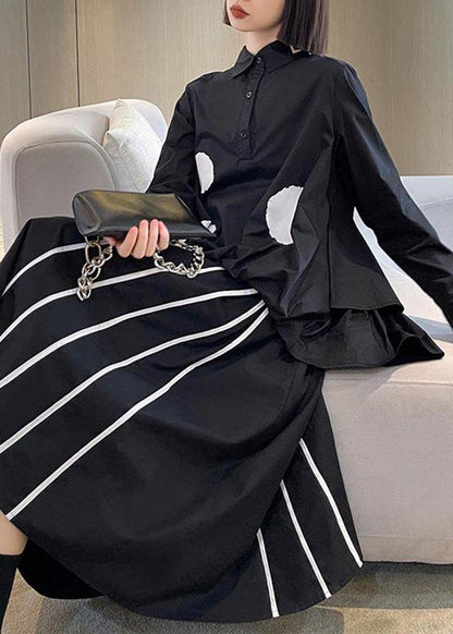 Black Striped High Waist a Line Summer Skirts