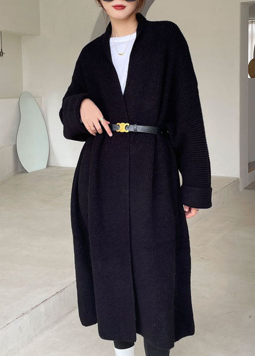 Black Knit Loose Coat Winter