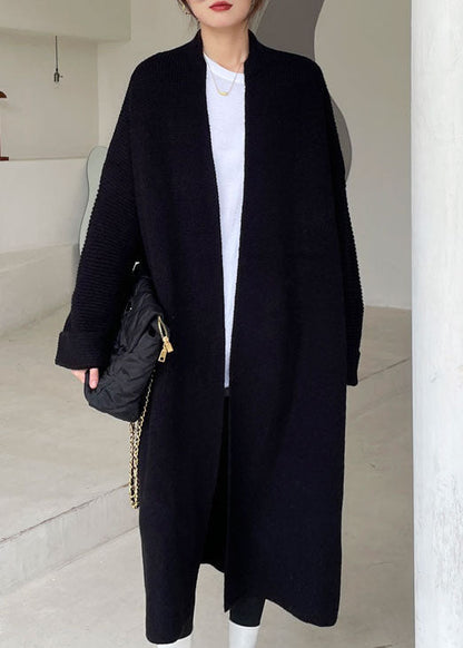 Black Knit Loose Coat Winter
