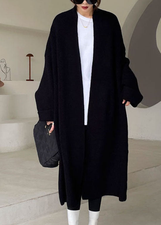 Black Knit Loose Coat Winter