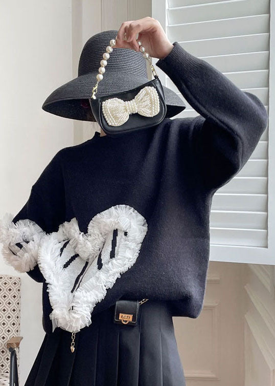 Black Cozy Knit Sweater Spring