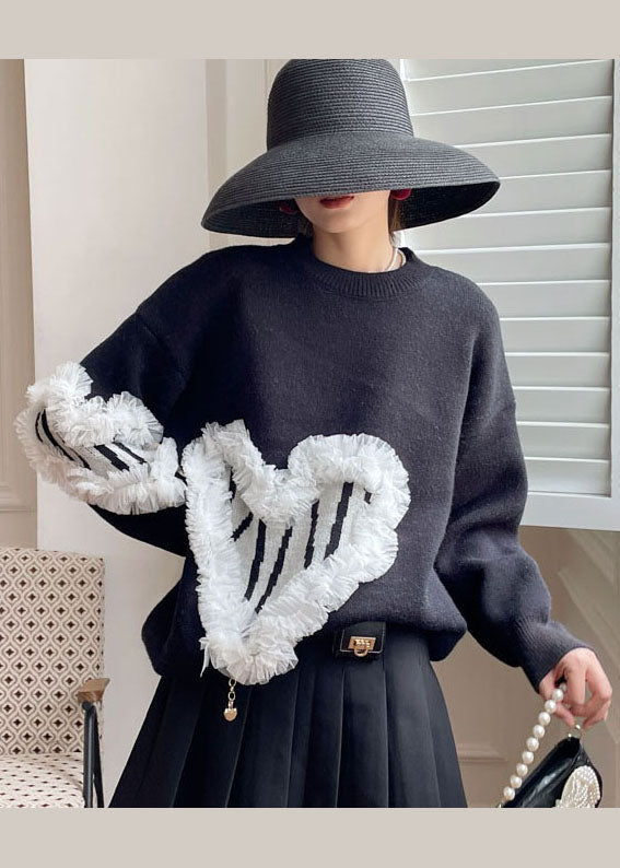 Black Cozy Knit Sweater Spring