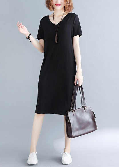 Black Side Open Cotton Summer Dresses