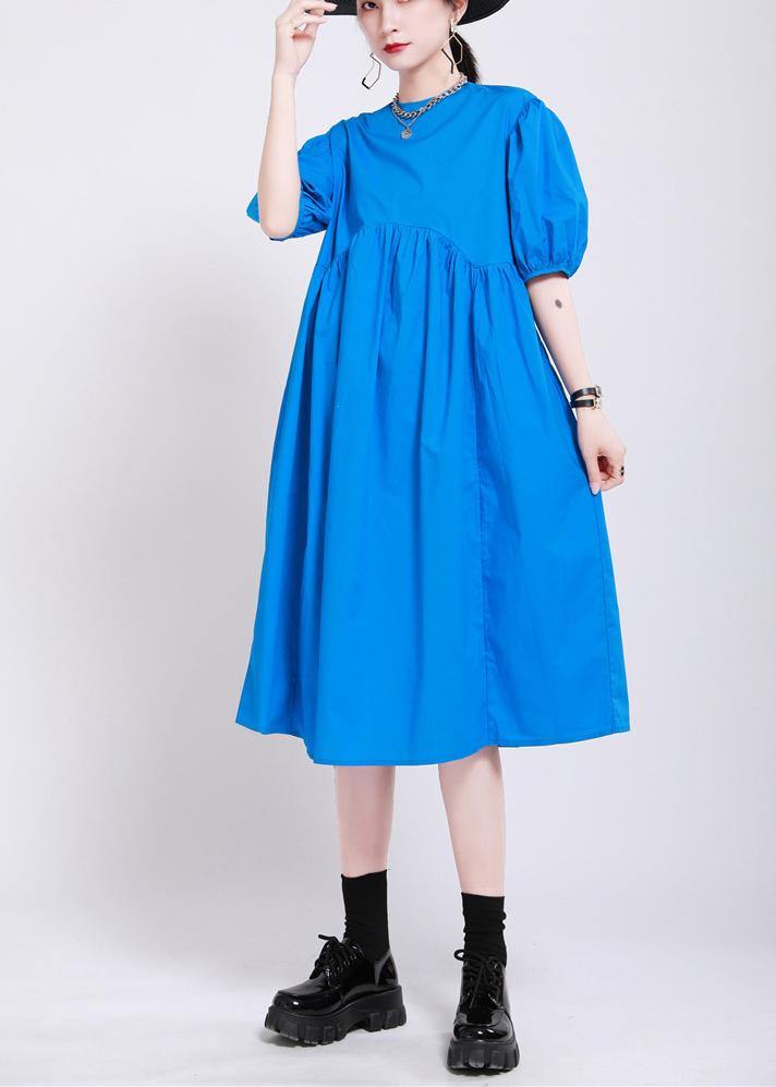 Blue Loose Cotton Summer Dresses