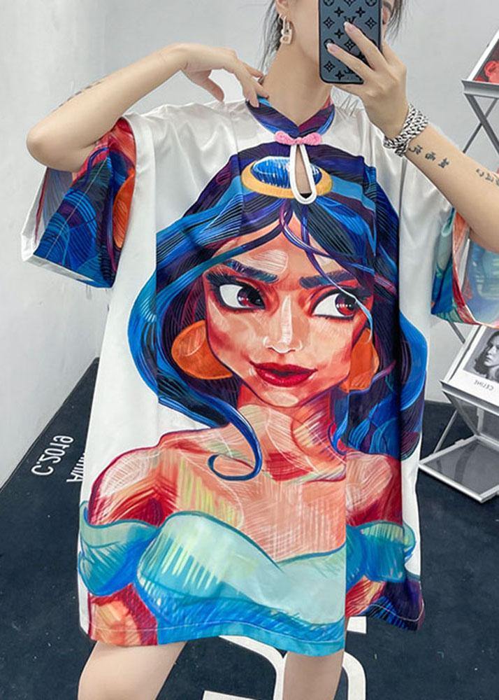 Cartoon Character Half Sleeve Vacation Dress Summer
