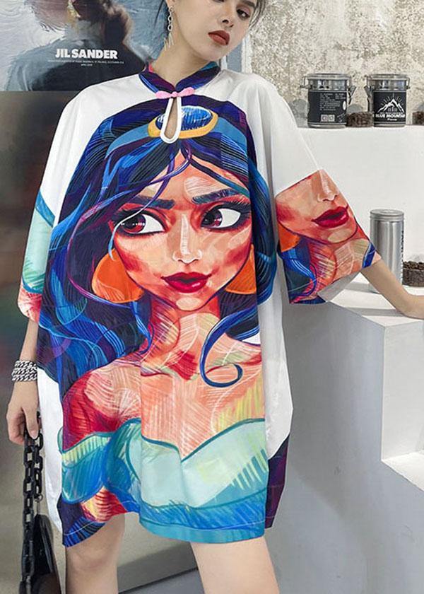 Cartoon Character Half Sleeve Vacation Dress Summer