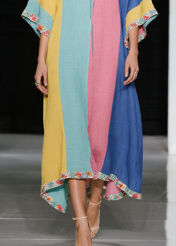 Colorblock Oversized Cotton Maxi Dress Summer