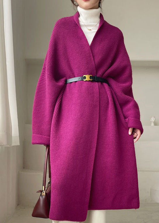 Purple Loose Knit Cardigan Winter