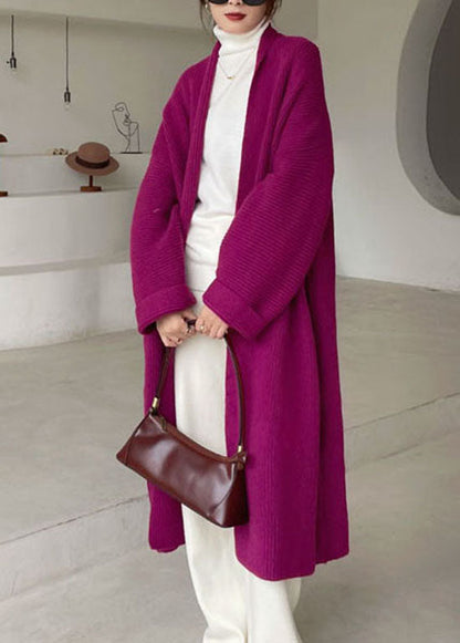 Purple Loose Knit Cardigan Winter