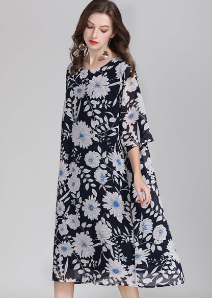 O Neck Patchwork Chiffon Dress Summer