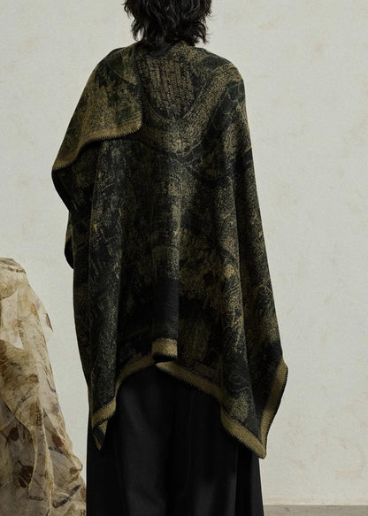 Ginger Print Knit Shawl Batwing Sleeve