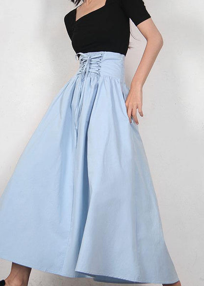 Green Cinched Summer Tie Waist Skirt Cotton