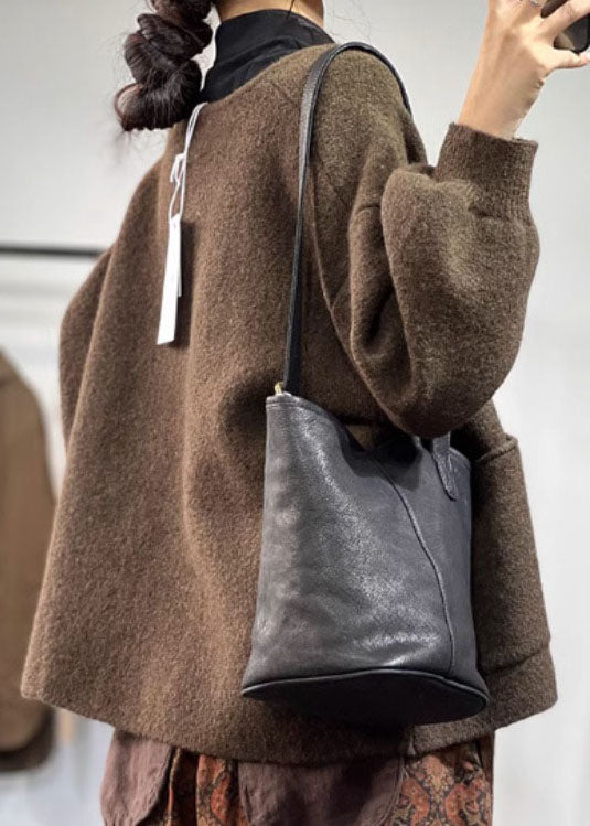 Green O Neck Pockets Button Knit Coat Spring