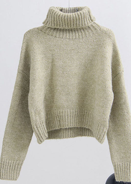 Green Turtleneck Knit Pullover Spring