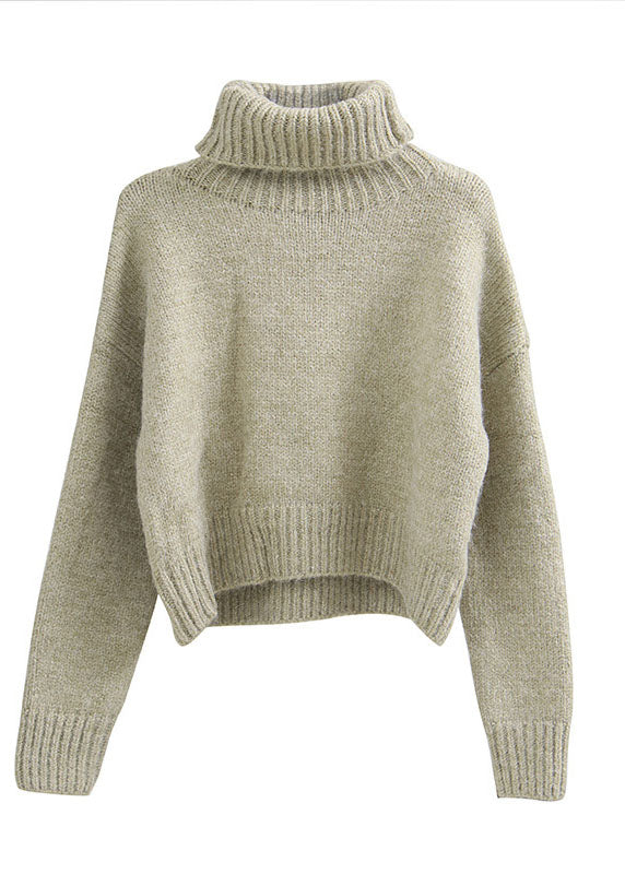 Green Turtleneck Knit Pullover Spring