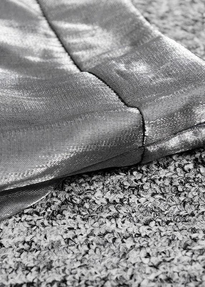 Grey Patchwork Asymmetrical Design Silk Skirt