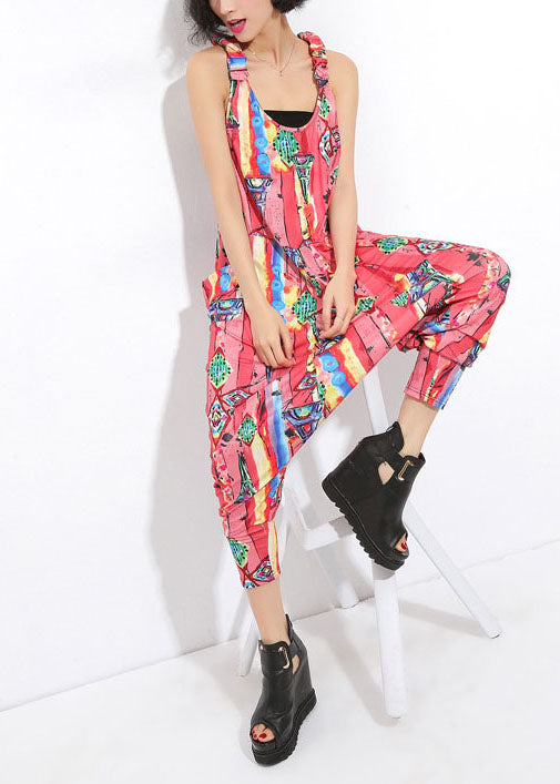 Grey Pockets Print Silk Jumpsuit Spring