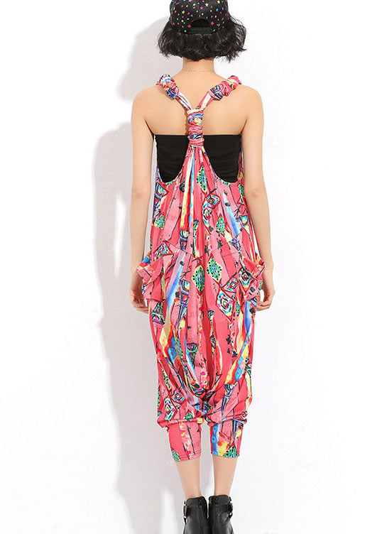 Grey Pockets Print Silk Jumpsuit Spring